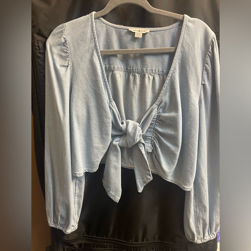 American eagle denim cropped top